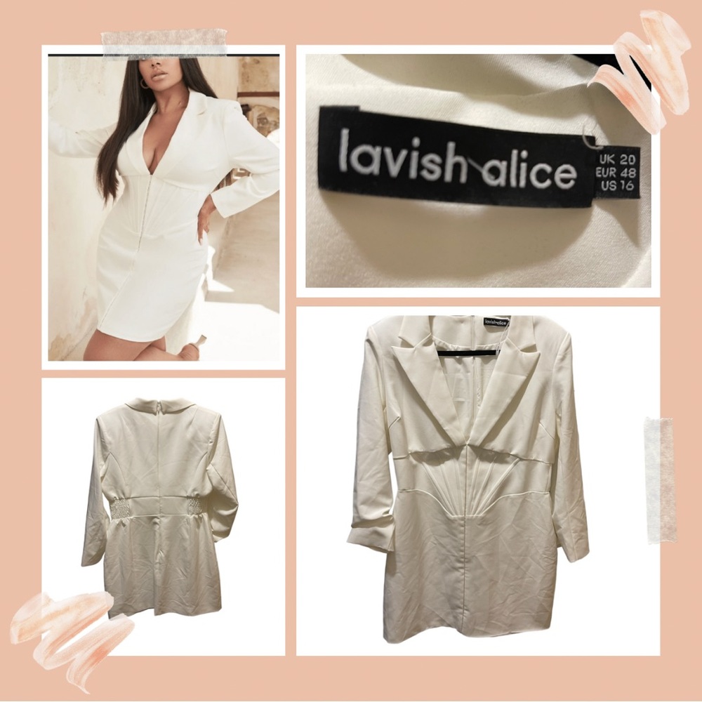 Lavish Alice Corset Long Sleeve Tux Minidress in
White
